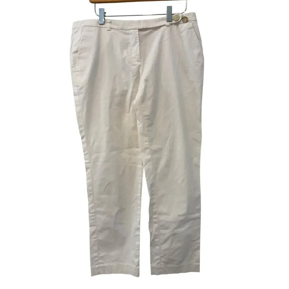 Tory Burch Tailored Cropped Cotton Pants Crisp White 8